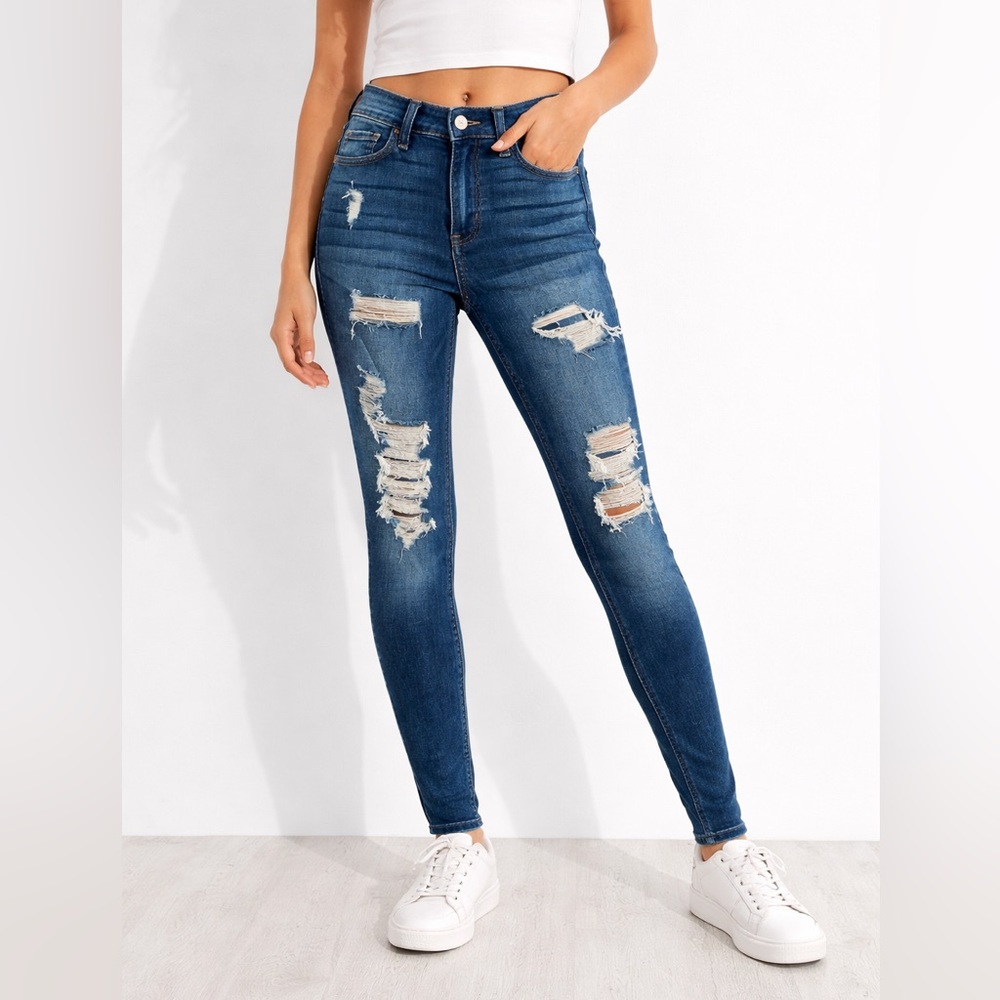NWT HOLLISTER High-Rise Super Skinny Jeans 000R W23 Distressed